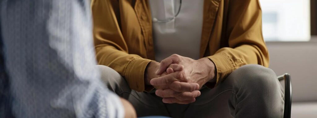 patient sitting in a counseling session