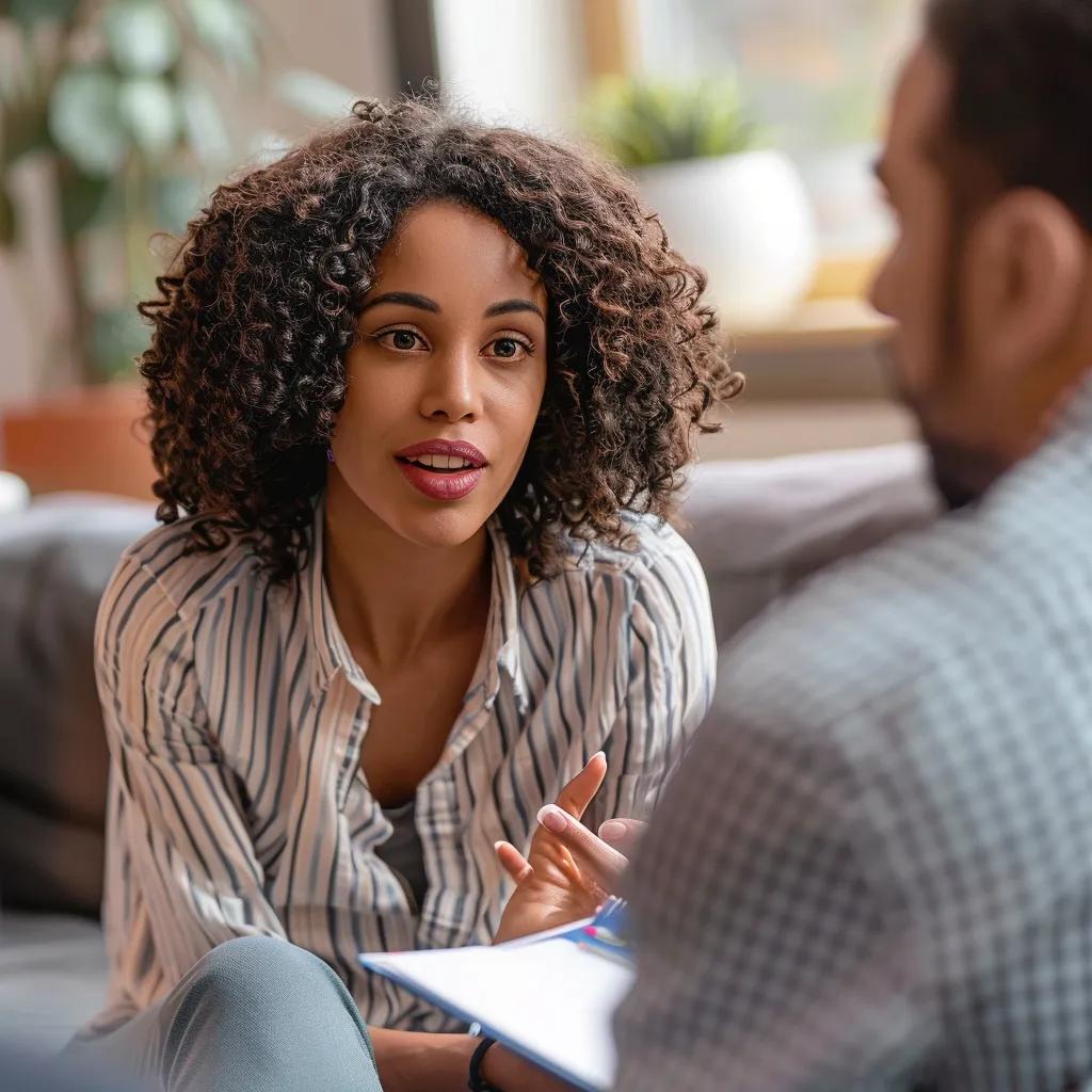 Couple practicing active listening techniques to improve communication in ADHD relationships