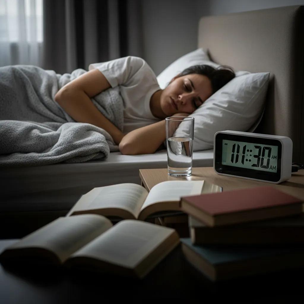 A person in bed showing signs of fatigue and lack of motivation, representing physical symptoms of depression