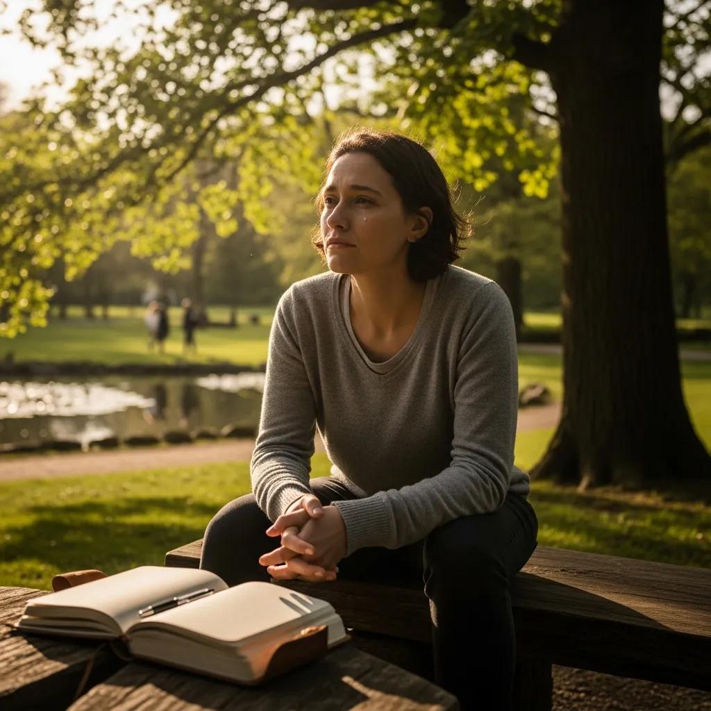 A person reflecting on grief in a serene environment, symbolizing emotional healing and understanding