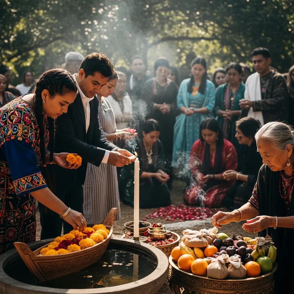 A traditional bereavement ceremony illustrating cultural variations in grief practices and community support