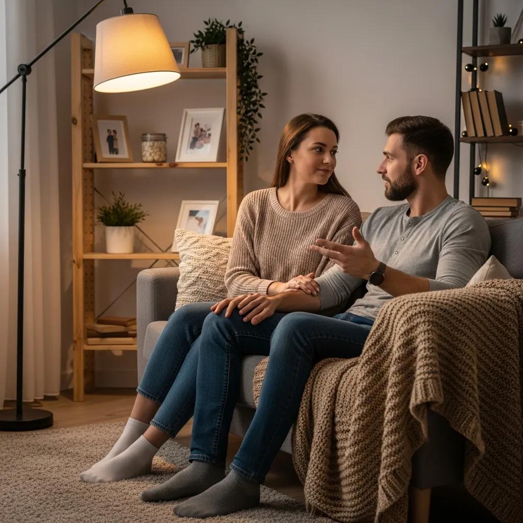 Couple engaged in conversation, illustrating communication in ADHD relationships