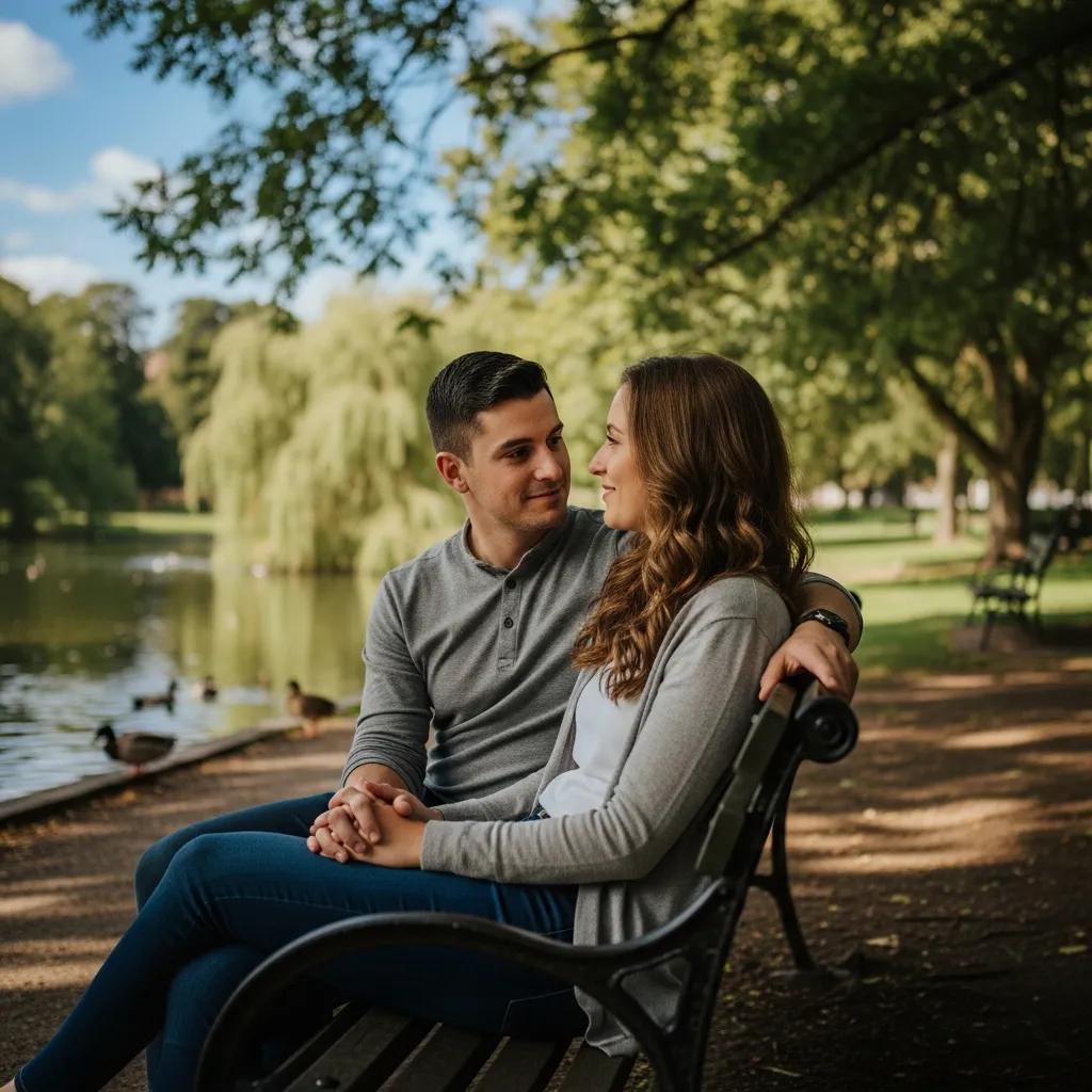 Couple in a park discussing emotional triggers, illustrating the impact of situational factors on anger in relationships