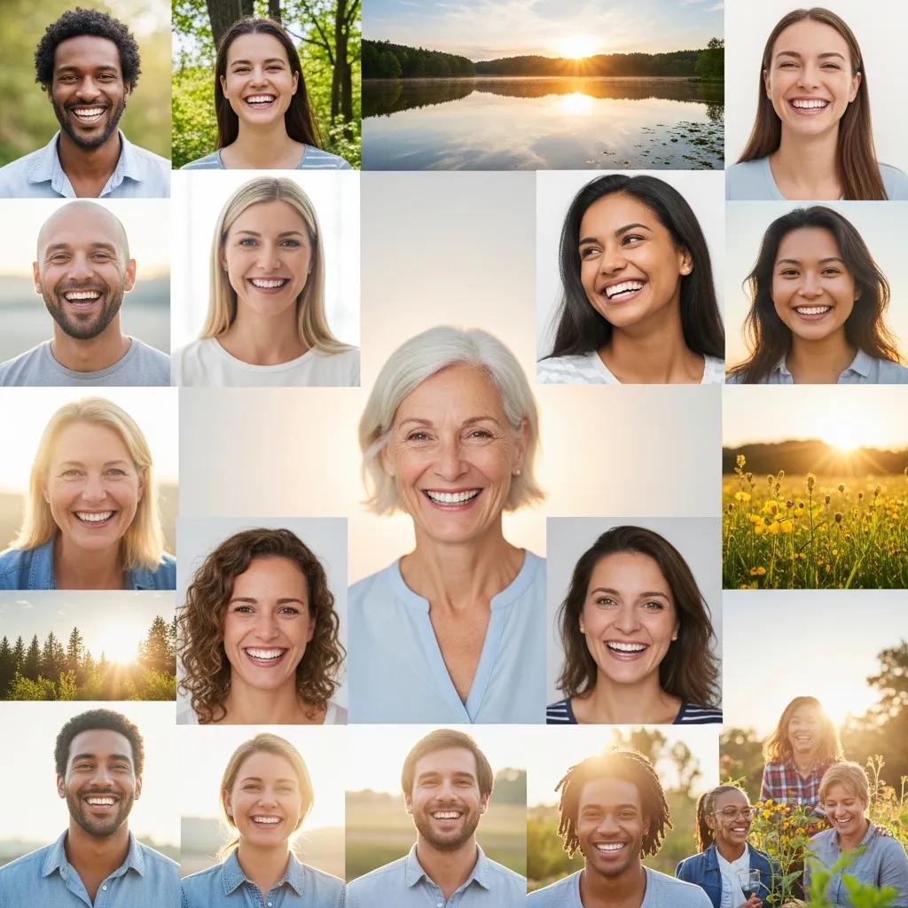 Diverse individuals sharing positive experiences from EMDR therapy, representing success and healing