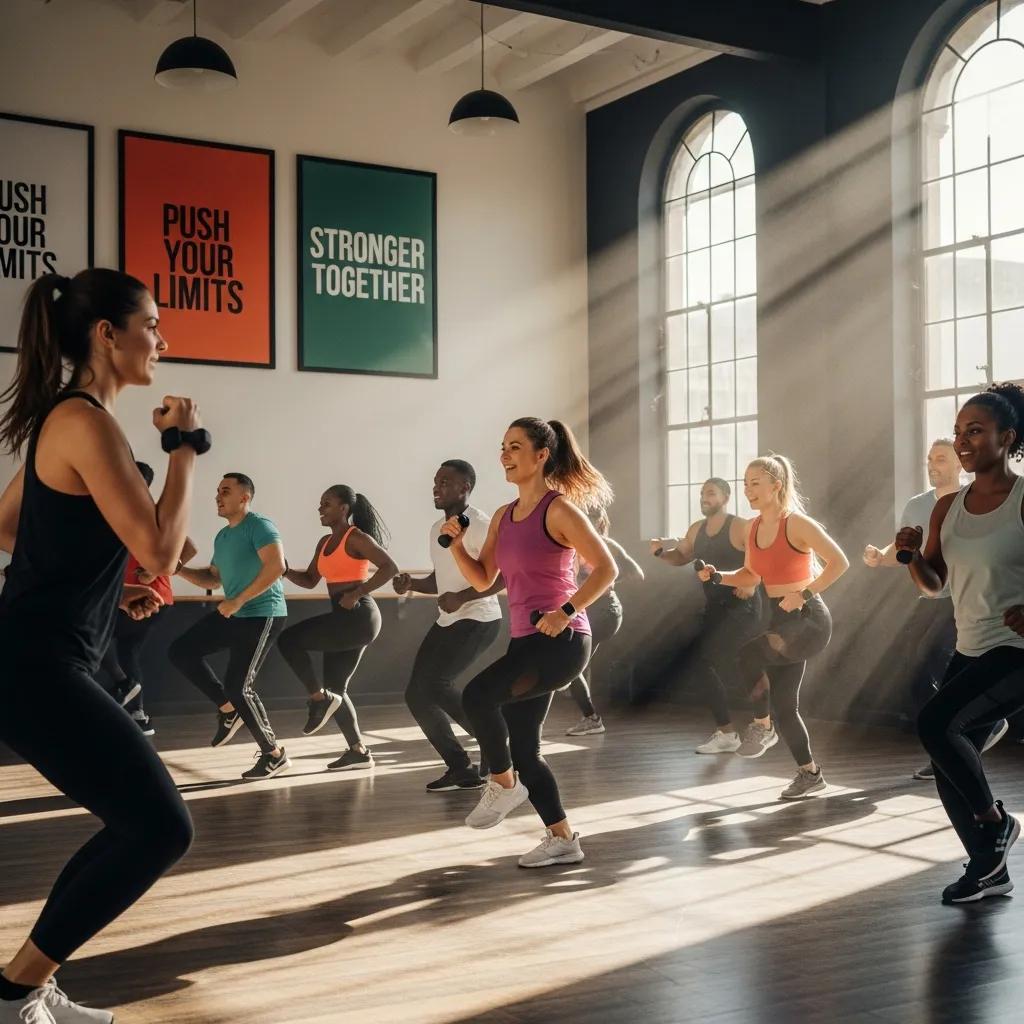 Group of individuals participating in a physical activity class, representing effective anger management techniques