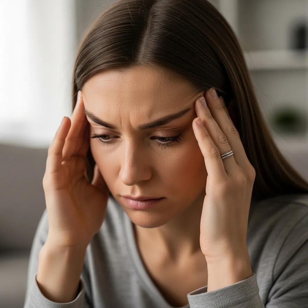 New mother showing signs of anxiety, reflecting the emotional challenges of postpartum depression