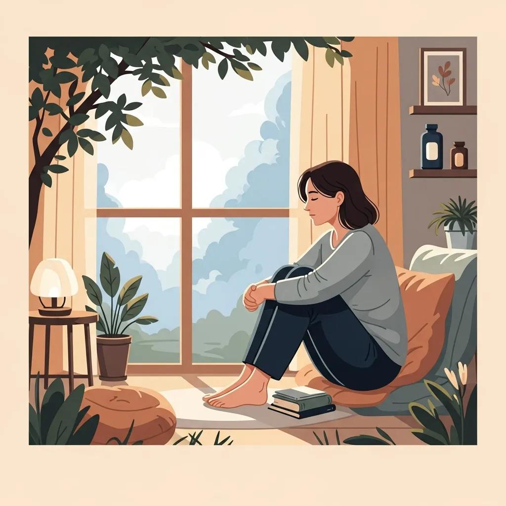 Person in a peaceful setting reflecting on mental wellness and anxiety signs