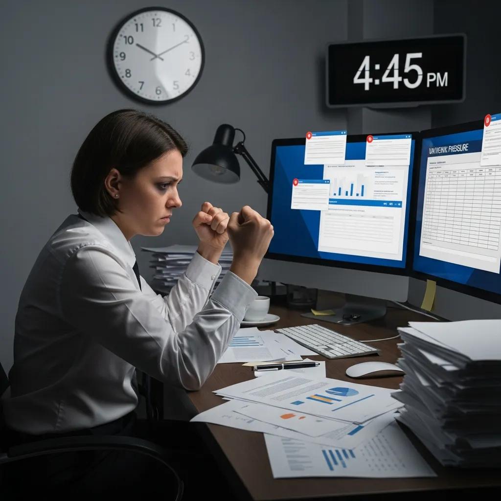 Person overwhelmed at work, illustrating common triggers of anger issues