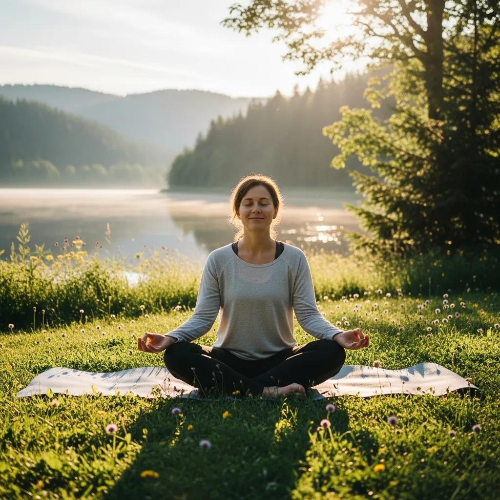 Person practicing mindfulness in nature, representing healthy anger management and emotional well-being