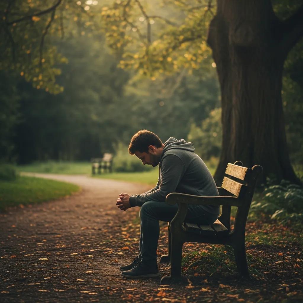 Person reflecting in nature, symbolizing the emotional journey of understanding depression and sadness