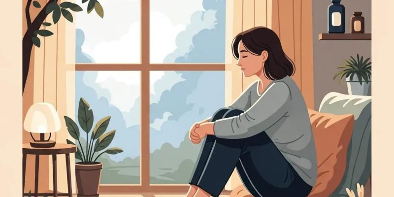 Person in a peaceful setting reflecting on mental wellness and anxiety signs