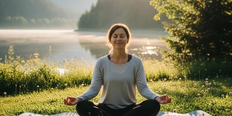 Person practicing mindfulness in nature, representing healthy anger management and emotional well-being